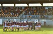 7 January 2023; Westmeath players observe a moments silence in memory of the late Colm Murray before the O'Byrne Cup Group A Round 2 match between Westmeath and Wexford at The Downs GAA club in Mullingar, Westmeath. Photo by Sam Barnes/Sportsfile