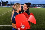 7 January 2023; Aoife Dalton of Leinster and head coach Tania Rosser after their side's victory in the Vodafone Women’s Interprovincial Championship Round One match between Leinster and Connacht at Energia Park in Dublin. Photo by Seb Daly/Sportsfile