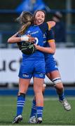 7 January 2023; Aoife McDermott, right, and Elise O’Byrne-Whyte of Leinster after their side's victory in the Vodafone Women’s Interprovincial Championship Round One match between Leinster and Connacht at Energia Park in Dublin. Photo by Seb Daly/Sportsfile