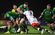 7 January 2023; Shane Delahunt of Connacht is tackled by Celimpilo Gumede of Cell C Sharks during the United Rugby Championship match between Connacht and Cell C Sharks at the Sportsground in Galway. Photo by Eóin Noonan/Sportsfile