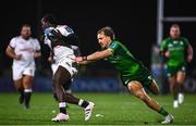 7 January 2023; Yaw Penze of Cell C Sharks is tackled by John Porch of Connacht during the United Rugby Championship match between Connacht and Cell C Sharks at the Sportsground in Galway. Photo by Eóin Noonan/Sportsfile