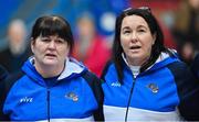 7 January 2023; Waterford Wildcats assistant coaches Trish Nolan, left, and Jillian Hayes before the Basketball Ireland Paudie O'Connor Cup Semi-Final match between Waterford Wildcats and Killester at Neptune Stadium in Cork. Photo by Brendan Moran/Sportsfile