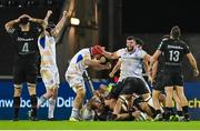 7 January 2023; Leinster players, from left, James Ryan, Josh van der Flier and Michael Milne celebrate a penalty during the United Rugby Championship between Ospreys and Leinster at the Swansea.com Stadium in Swansea, Wales. Photo by Harry Murphy/Sportsfile