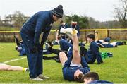 8 January 2023; Antrim manager Andy McEntee speaks to his players before the Bank of Ireland Dr McKenna Cup Round 2 match between Antrim and Cavan at Kelly Park in Portglenone, Antrim. Photo by Ramsey Cardy/Sportsfile