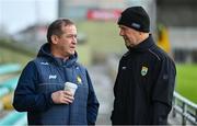 8 January 2023; Kerry manager Jack O'Connor, right, and Clare manager Colm Collins before the McGrath Cup Group A match between Kerry and Clare at Austin Stack Park in Tralee, Kerry. Photo by Brendan Moran/Sportsfile
