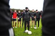 8 January 2023; Down manager Conor Laverty speaks to his players before the Bank of Ireland Dr McKenna Cup Round 2 match between Down and Donegal at Pairc Esler in Newry, Down. Photo by Harry Murphy/Sportsfile