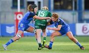 7 January 2023; Mairead Coyne of Connacht is tackled by Aoife McDermott, left, and Niamh O’Dowd of Leinster during the Vodafone Women’s Interprovincial Championship Round One match between Leinster and Connacht at Energia Park in Dublin. Photo by Seb Daly/Sportsfile