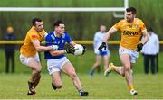 8 January 2023; Oisin Brady of Cavan in action against Dermot McAleese of Antrim during the Bank of Ireland Dr McKenna Cup Round 2 match between Antrim and Cavan at Kelly Park in Portglenone, Antrim. Photo by Ramsey Cardy/Sportsfile