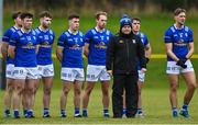 8 January 2023; Cavan manager Mickey Graham and his players during the playing of the National Anthem before the Bank of Ireland Dr McKenna Cup Round 2 match between Antrim and Cavan at Kelly Park in Portglenone, Antrim. Photo by Ramsey Cardy/Sportsfile