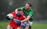 8 January 2023; Niall Toner of Derry in action against Declan McCusker of Fermanagh during the Bank of Ireland Dr McKenna Cup Round 2 match between Fermanagh and Derry at Ederney St Josephs GAA Club in Ederney, Fermanagh. Photo by Oliver McVeigh/Sportsfile