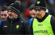 8 January 2023; Donegal manager Paddy Carr, right and head coach Aidan O'Rourke during the Bank of Ireland Dr McKenna Cup Round 2 match between Down and Donegal at Pairc Esler in Newry, Down. Photo by Harry Murphy/Sportsfile