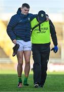 8 January 2023; Diarmuid O'Connor of Kerry leaves the pitch, assisted by Kerry chartered physiotherapist Paudie McQuinn, during the McGrath Cup Group A match between Kerry and Clare at Austin Stack Park in Tralee, Kerry. Photo by Brendan Moran/Sportsfile