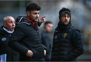 8 January 2023; Down selector Marty Clarke, left, and manager Conor Laverty during the Bank of Ireland Dr McKenna Cup Round 2 match between Down and Donegal at Pairc Esler in Newry, Down. Photo by Harry Murphy/Sportsfile