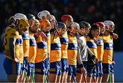 8 January 2023; Clare players stand for a moments silence in memory of the late GAA radio journalist Paudie Palmer before the Co-Op Superstores Munster Hurling League Group 1 match between Tipperary and Clare at McDonagh Park in Nenagh, Tipperary. Photo by Sam Barnes/Sportsfile