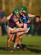 8 January 2023; Patrick Purcell of Laois in action against Richie Lawlor of Wexford during the Walsh Cup Group 2 Round 1 match between Laois and Wexford at St Fintan's GAA Grounds in Mountrath, Laois. Photo by Seb Daly/Sportsfile