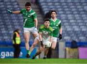 8 January 2023; Conleth McGuckian of Glen in action against Eoghan Kelly of Moycullen during the AIB GAA Football All-Ireland Senior Club Championship Semi-Final match between Moycullen of Galway and Glen of Derry at Croke Park in Dublin. Photo by Daire Brennan/Sportsfile
