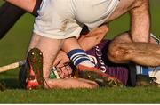 8 January 2023; Kyle Firman of Wexford tussles with Patrick Purcell of Laois during the Walsh Cup Group 2 Round 1 match between Laois and Wexford at St Fintan's GAA Grounds in Mountrath, Laois. Photo by Seb Daly/Sportsfile