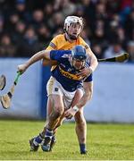 8 January 2023; Alan Tynan of Tipperary in action against Brandon O'Connell of Clare during the Co-Op Superstores Munster Hurling League Group 1 match between Tipperary and Clare at McDonagh Park in Nenagh, Tipperary. Photo by Sam Barnes/Sportsfile