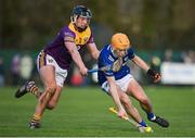 8 January 2023; James Keyes of Laois in action against Eoin Murphy of Wexford during the Walsh Cup Group 2 Round 1 match between Laois and Wexford at St Fintan's GAA Grounds in Mountrath, Laois. Photo by Seb Daly/Sportsfile