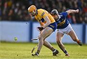 8 January 2023; David Fitzgerald of Clare in action against Gearoid O'Connor of Tipperary during the Co-Op Superstores Munster Hurling League Group 1 match between Tipperary and Clare at McDonagh Park in Nenagh, Tipperary. Photo by Sam Barnes/Sportsfile