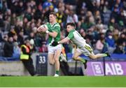 8 January 2023; Owen Gallagher of Moycullen in action against Conleth McGuckian of Glen during the AIB GAA Football All-Ireland Senior Club Championship Semi-Final match between Moycullen of Galway and Glen of Derry at Croke Park in Dublin. Photo by Daire Brennan/Sportsfile