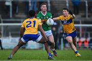 8 January 2023; Greg Horan of Kerry in action against Ikem Ugwueru and Keelan Sexton of Clare during the McGrath Cup Group A match between Kerry and Clare at Austin Stack Park in Tralee, Kerry. Photo by Brendan Moran/Sportsfile