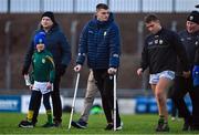 8 January 2023; Diarmuid O'Connor of Kerry leaves the pitch on crutches after the McGrath Cup Group A match between Kerry and Clare at Austin Stack Park in Tralee, Kerry. Photo by Brendan Moran/Sportsfile