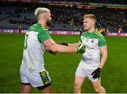 8 January 2023; Glen players, Ryan Dougan, left, and Alex Doherty celebrate after the AIB GAA Football All-Ireland Senior Club Championship Semi-Final match between Moycullen of Galway and Glen of Derry at Croke Park in Dublin. Photo by Daire Brennan/Sportsfile