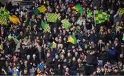 8 January 2023; Glen supporters, in the Hogan Stand, celebrate a score during the AIB GAA Football All-Ireland Senior Club Championship Semi-Final match between Moycullen of Galway and Glen of Derry at Croke Park in Dublin. Photo by Ray McManus/Sportsfile