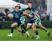 7 January 2023; Mike Lowry of Ulster makes a break from Tomas Albornoz of Benetton during the United Rugby Championship between Benetton and Ulster at Stadio Monigo in Treviso, Italy. Photo by Daniele Resini/Sportsfile