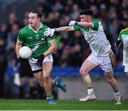 8 January 2023; Michéal O'Reilly of Moycullen in action against Tiernán Flannagan of Glen during the AIB GAA Football All-Ireland Senior Club Championship Semi-Final match between Moycullen of Galway and Glen of Derry at Croke Park in Dublin. Photo by Ray McManus/Sportsfile