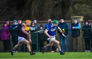 8 January 2023; Ciaran Byrne of Laois in action against David Clarke of Wexford during the Walsh Cup Group 2 Round 1 match between Laois and Wexford at St Fintan's GAA Grounds in Mountrath, Laois. Photo by Seb Daly/Sportsfile