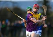 8 January 2023; Ross Banville of Wexford in action against Ciaran Byrne of Laois during the Walsh Cup Group 2 Round 1 match between Laois and Wexford at St Fintan's GAA Grounds in Mountrath, Laois. Photo by Seb Daly/Sportsfile