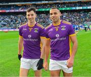 8 January 2023; Kilmacud Crokes Aidan Jones, left, and Craig Dias the AIB GAA Football All-Ireland Senior Club Championship Semi-Final match between Kilmacud Crokes of Dublin and Kerins O'Rahilly's of Kerry at Croke Park in Dublin. Photo by Ray McManus/Sportsfile