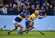 8 January 2023; Mark Rodgers of Clare in action against Gavin Ryan of Tipperary during the Co-Op Superstores Munster Hurling League Group 1 match between Tipperary and Clare at McDonagh Park in Nenagh, Tipperary. Photo by Sam Barnes/Sportsfile