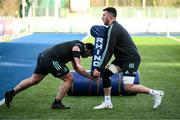 9 January 2023; Will Connors, right, and Thomas Clarkson during a Leinster Rugby squad training session at Energia Park in Dublin. Photo by Harry Murphy/Sportsfile
