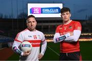 10 January 2023; Gareth Devlin of Stewartstown Harps, left, and Matt Rennie of Fossa, Kerry, are pictured ahead of the AIB GAA All-Ireland Football Junior Club Championship Final, which takes place this Sunday, January 15th at Croke Park at 1.30pm. The AIB GAA All-Ireland Club Championships features some of #TheToughest players from communities all across Ireland. It is these very communities that the players represent that make the AIB GAA All-Ireland Club Championships unique. Now in its 32nd year supporting the GAA Club Championships, AIB is extremely proud to once again celebrate the communities that play such a role in sustaining our national games. Photo by David Fitzgerald/Sportsfile