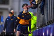 10 January 2023; Luca McNally of The King's Hospital celebrates after making a tackle during the Bank of Ireland Vinnie Murray Cup First Round match between The King's Hospital and Newpark Comprehensive School at Energia Park in Dublin. Photo by Tyler Miller/Sportsfile