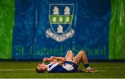 11 January 2023; Joe Balance of St Andrew’s College celebrates at the full-time whistle after his side's victory in the Bank of Ireland Vinnie Murray Cup first round match between St Gerard’s School and St Andrew’s College at Energia Park in Dublin. Photo by Harry Murphy/Sportsfile