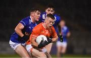 11 January 2023; Aodhán Nuinseann of Armagh in action against Evan Finnegan of Cavan during the Bank of Ireland Dr McKenna Cup Round 3 match between Cavan and Armagh at Kingspan Breffni in Cavan. Photo by Eóin Noonan/Sportsfile