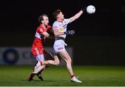 11 January 2023; Conor Meyler of Tyrone in action against Padraig Cassidy of Derry during the Bank of Ireland Dr McKenna Cup Round 3 match between Derry and Tyrone at Derry GAA Centre of Excellence in Owenbeg, Derry. Photo by Ben McShane/Sportsfile