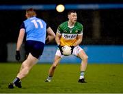11 January 2023; Kevin Nugent of Offaly in action against Alex Wright of Dublin during the O'Byrne Cup Group C Round 3 match between Dublin and Offaly at Parnell Park in Dublin. Photo by Piaras Ó Mídheach/Sportsfile