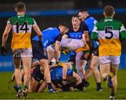 11 January 2023; Players tussle during the O'Byrne Cup Group C Round 3 match between Dublin and Offaly at Parnell Park in Dublin. Photo by Piaras Ó Mídheach/Sportsfile