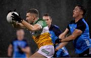 11 January 2023; Anton Sullivan of Offaly in action against Conor Tyrrell of Dublin during the O'Byrne Cup Group C Round 3 match between Dublin and Offaly at Parnell Park in Dublin. Photo by Piaras Ó Mídheach/Sportsfile