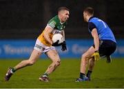 11 January 2023; Anton Sullivan of Offaly in action against CJ Smith of Dublin during the O'Byrne Cup Group C Round 3 match between Dublin and Offaly at Parnell Park in Dublin. Photo by Piaras Ó Mídheach/Sportsfile