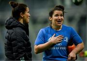 11 January 2023; Christy Haney speaks with Head coach Tania Rosser during a Leinster Rugby women's training session at the IRFU High Performance Centre at the Sport Ireland Campus in Dublin. Photo by Harry Murphy/Sportsfile
