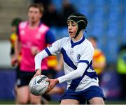 12 January 2023; Tom Clarke of St Andrew's College during the Bank of Ireland Fr Godfrey Cup First Round match between St Andrew's College and Temple Carrig School at Energia Park in Dublin. Photo by Harry Murphy/Sportsfile