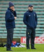 8 January 2023; Clare selector Declan Downes and coach Brian Carson, left, before the McGrath Cup Group A match between Kerry and Clare at Austin Stack Park in Tralee, Kerry. Photo by Brendan Moran/Sportsfile