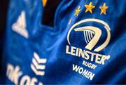 14 January 2023; A detailed view of the Leinster Rugby crest before the Vodafone Women’s Interprovincial Championship Round Two match between Munster and Leinster at Musgrave Park in Cork. Photo by Eóin Noonan/Sportsfile