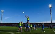 14 January 2023; Leinster players warm up before the Vodafone Women’s Interprovincial Championship Round Two match between Munster and Leinster at Musgrave Park in Cork. Photo by Eóin Noonan/Sportsfile